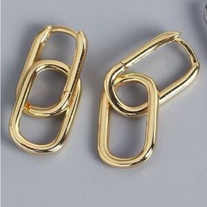 ⭐️NEW⭐️925 Sterling Silver Gold Plated Double Chain Link Earrings Minimalist